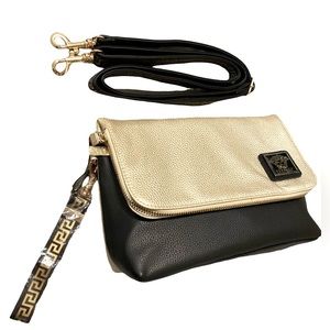 Versace Crossbody, Bag Black, Leather Color block Pattern